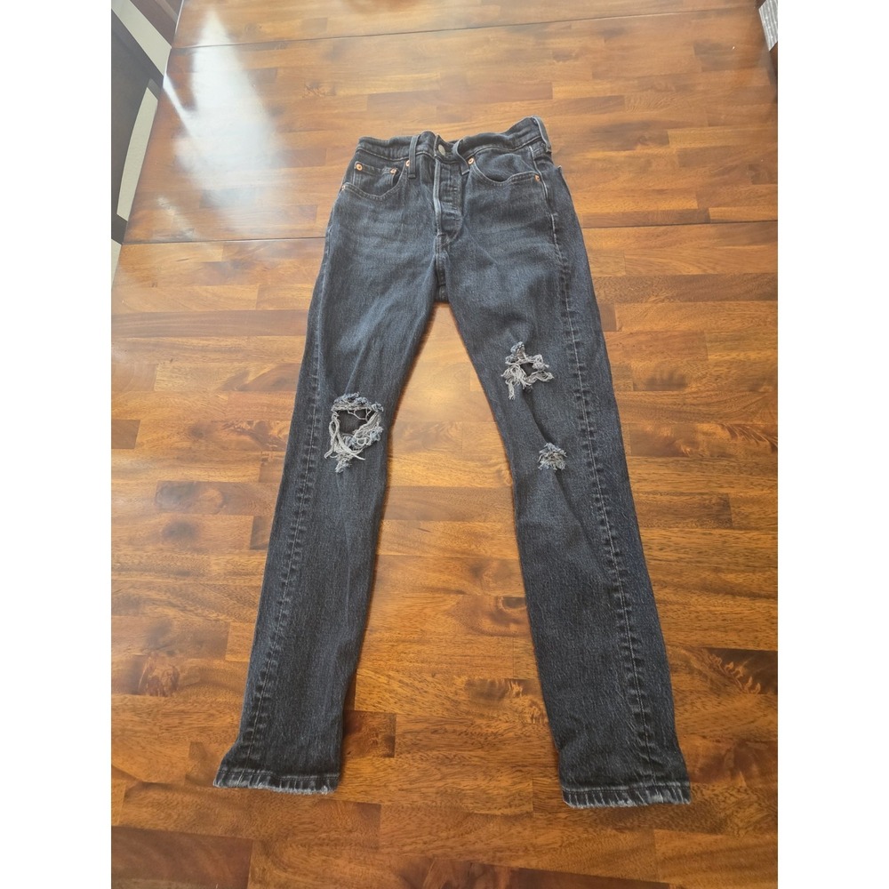 Levi's Women's Premium 501 Distressed 24×28 Stretchy Denim Jeans